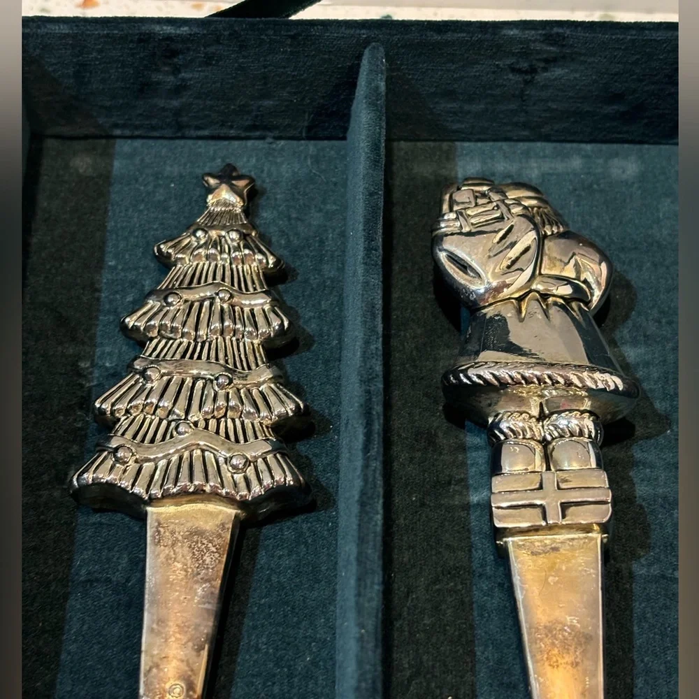 Godinger Silver Art Co. Holiday Christmas Serving Set‎ Santa Clause & Trees